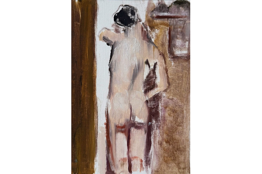 "Crying For My Painting" oil paint on paper 13x18cm 2025