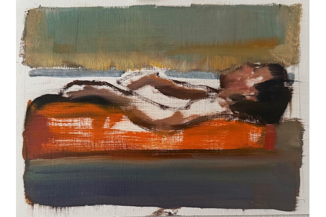 "Floating On My Painting" oil paint on paper 13x18cm 2025