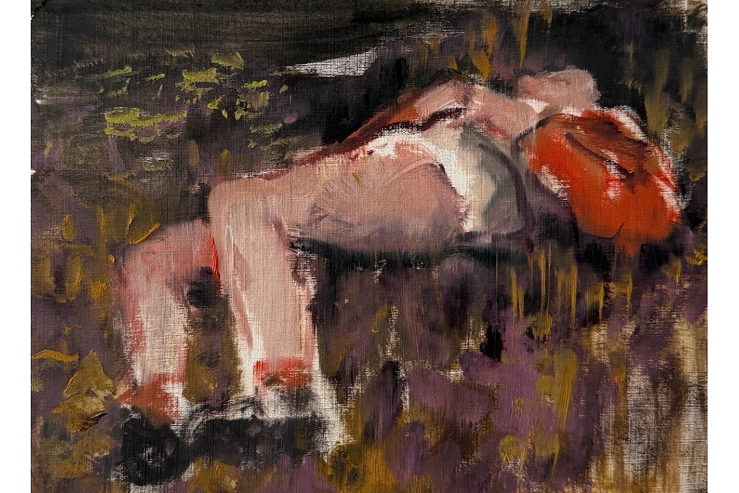 "Rijsik`se Boy " oil on paper 13x18 cm 2025