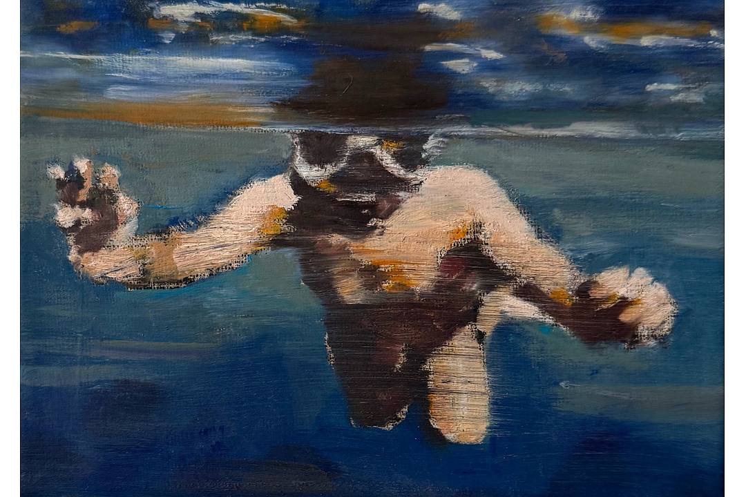 "Head Under Water" oil on linen 13x18cm 2025