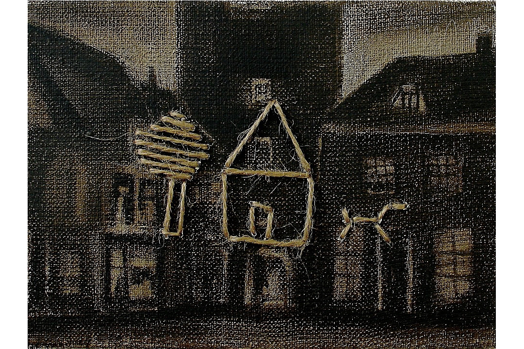 "Sporen Lekart" 2010 olieverf 13x18cm 